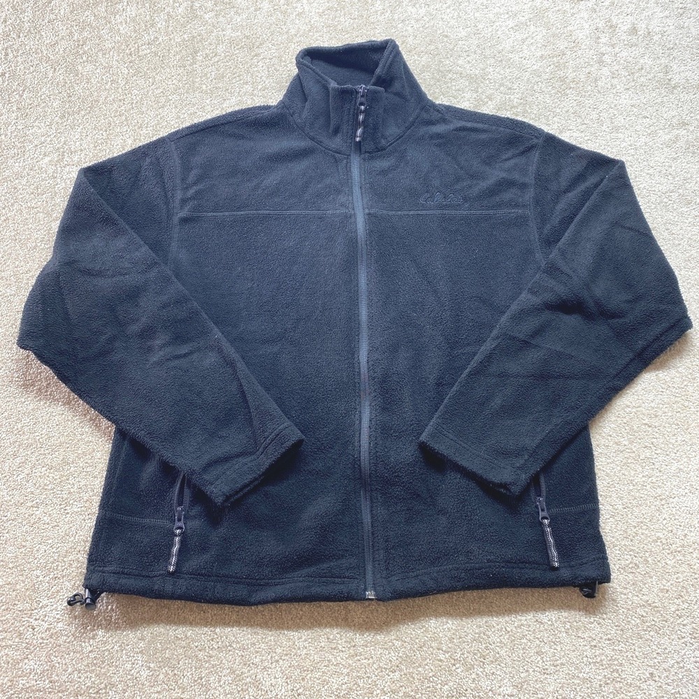 Cabela's Fleece Jacket Mens Size Medium Black Full Zip Mock Neck Outdoor 923281